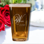 Groomsman Gift Chic Monogram Laser Engraved Rustic Pint Glass<br><div class="desc">Groomsman Groomsmen Gifts chic monogram classic script laser engraved rustic 16 oz pint glass or cool beer glass. Customize it for that extra special touch to your Groomsmen's gifts. Click Personalize this template to customize it with the groomsman's monogram initial, the groomsman's first name, and the wedding date quickly and...</div>