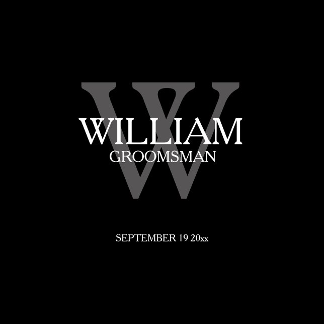 Groomsman Gift Classic White Gray Monogram Black Duffle Bag (Nice. He will love it.)