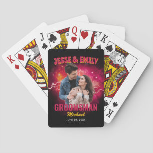 Groomsman Gift Custom Photo Retro Bootleg Y2K Poker Cards