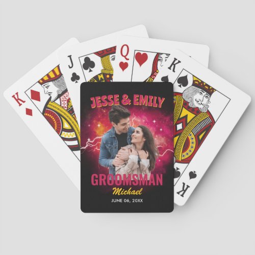 Groomsman Gift Custom Photo Retro Bootleg Y2K Poker Cards