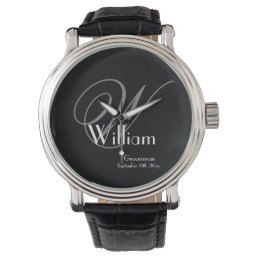 Groomsman Gift Elegant Monogram Initial Name Cool Watch
