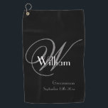 Groomsman Gift Elegant Monogram Name Classic Cool Golf Towel<br><div class="desc">Groomsmen Groomsman Gift Elegant Monogram Name Classic Cool Black Golf Towel. Add that extra special touch with a monogrammed initial and the name and date specially for your groomsman gift. Click personalize this template to customize it with the Groomsman's monogram last name initial, and their first name, and the date...</div>