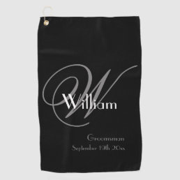 Groomsman Gift Elegant Monogram Name Classic Cool Golf Towel