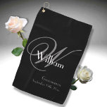 Groomsman Gift Elegant Monogram Name Classic Cool Golf Towel<br><div class="desc">Groomsmen Groomsman Gift Elegant Monogram Name Classic Cool Black Golf Towel. Add that extra special touch with a monogrammed initial and the name and date specially for your groomsman gift. Click personalize this template to customize it with the Groomsman's monogram last name initial, and their first name, and the date...</div>