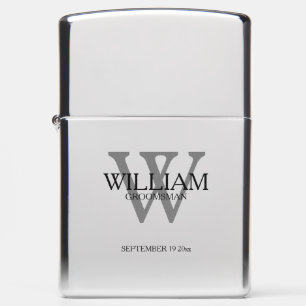 Groomsman Gift Elegant Monogram + Name Classic Zippo Lighter