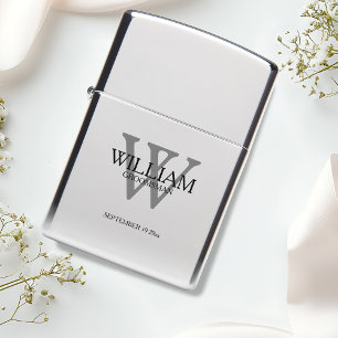Groomsman Gift Elegant Monogram + Name Classic  Zippo Lighter