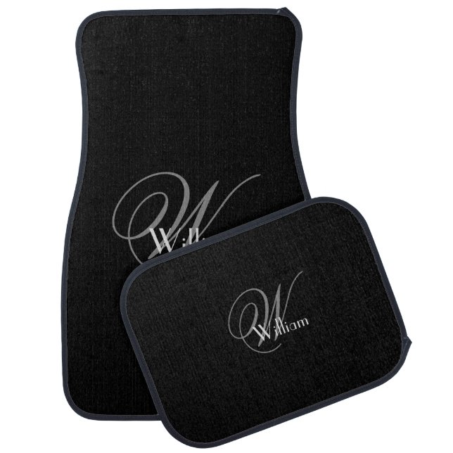Groomsman Gift Elegant Monogram Name Date Script  Car Floor Mat (Set)
