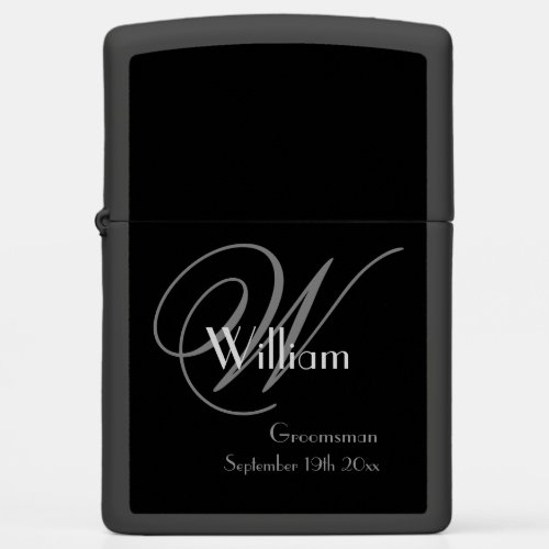 Groomsman Gift Elegant Monogram Name Initial Cool Zippo Lighter