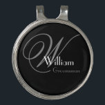 Groomsman Gift Modern Monogram And Name Cool Golf Hat Clip<br><div class="desc">Groomsmen Groomsman Gift Modern Monogram And Name Cool Black Golf Hat Clip. Adds that special touch with a monogrammed initial and the name specially of your groomsman. Click personalize this template to customize it with the Groomsman's monogram last name initial, and their first name quickly and easily. 30 Day Money...</div>