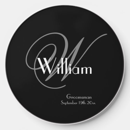 Groomsman Gift Modern Monogram Initial Name Cool  Wireless Charger