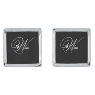 Groomsman Gift Modern Monogram Name Cool Chic Cufflinks