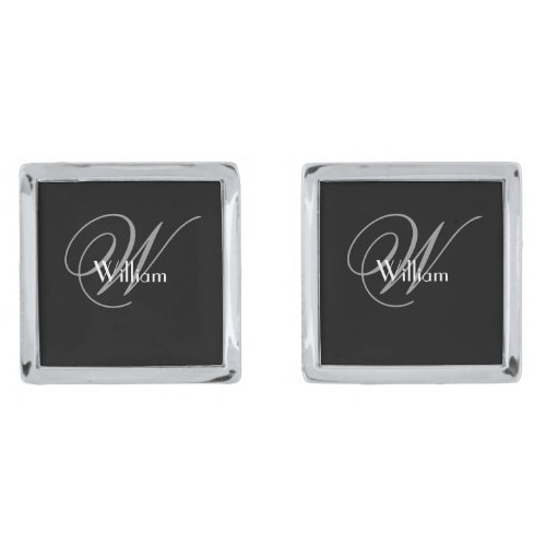 Groomsman Gift Modern Monogram Name Cool Chic Cufflinks