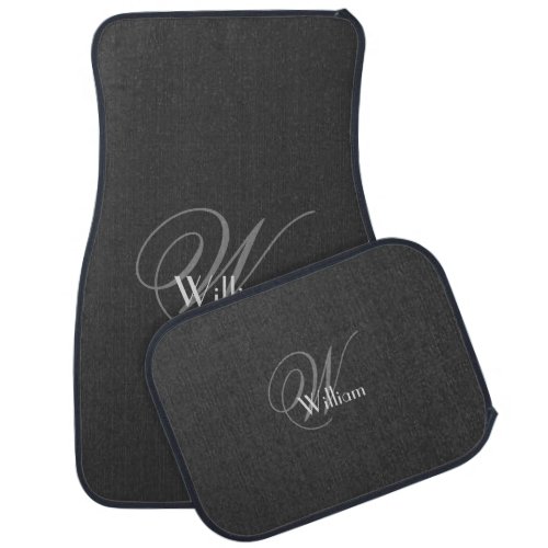 Groomsman Gift Modern Monogram Script Name Date    Car Floor Mat