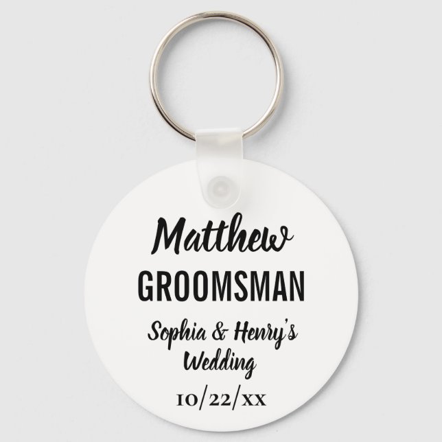 Groomsman Gift Modern Typography Wedding Keychain (Front)