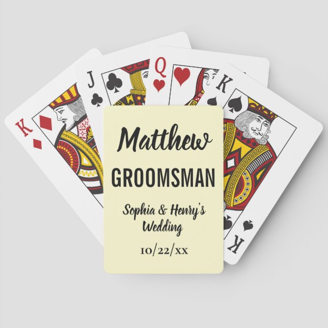 Groomsman Gift Modern Typography Wedding Poker Cards (Back)
