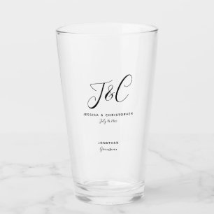 Groomsman Gift Monogram Initials Wedding Minimal Glass