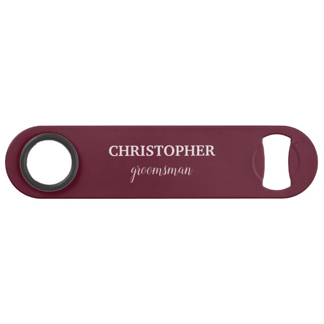 Groomsman Gift Personalized  Monogram Wedding Bar Key (Front (Horizontal))