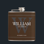 Groomsman Gift Script Name Rustic Chic Brown Flask<br><div class="desc">Groomsman Gift Script Name Rustic Chic Brown Flask,  Click personalize this template to customize it with the monogram initial,  the first name,  and the marriage date quickly and easily. Ships Worldwide Fast.

Groomsman Gift Script Name Rustic Chic Brown Flask.Created by artist RjFxx *All rights reserved. #GroomsmanFlask #GroomsmanGift #ZazzleMade</div>