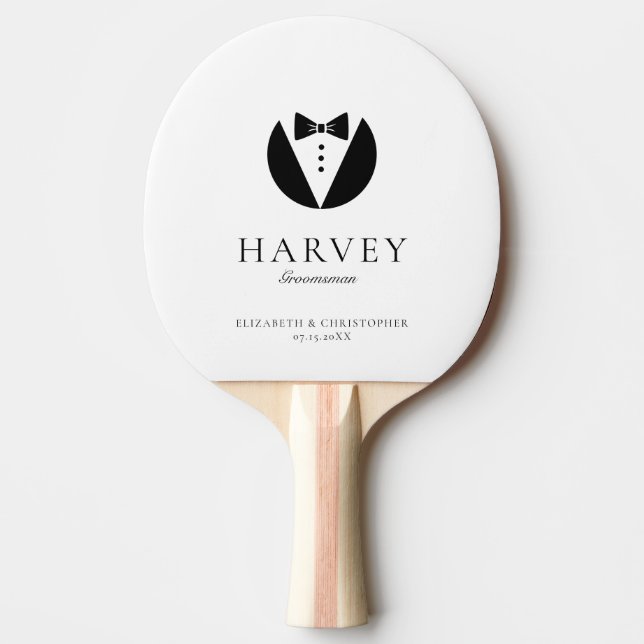 Groomsman Gift Simple Bow Tie Minimal Ping Pong Paddle (Front)