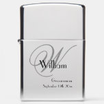 Groomsman Gift Simple Elegant Monogram Classic  Zippo Lighter at Zazzle