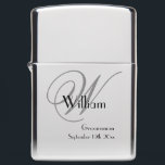 Groomsman Gift Simple Elegant Monogram Classic  Zippo Lighter<br><div class="desc">Groomsmen Groomsman Gift Simple Elegant Monogram Classic Zippo Lighter. Add that extra special touch with a monogrammed initial, name, and date, especially for your groomsman. Click personalize this template to customize it with the monogram last name initial, the first name, and the date quickly and easily. Groomsman Gift Simple Elegant...</div>