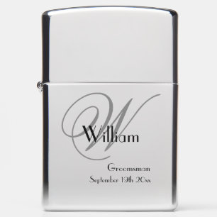 Groomsman Gift Simple Elegant Monogram Classic Zippo Lighter