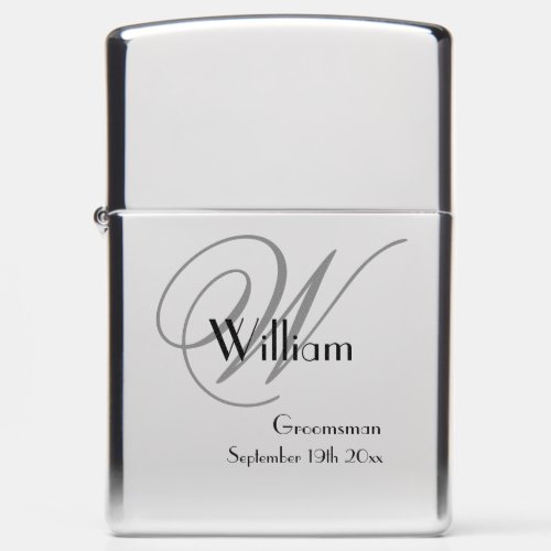 Groomsman Gift Simple Elegant Monogram Classic  Zippo Lighter