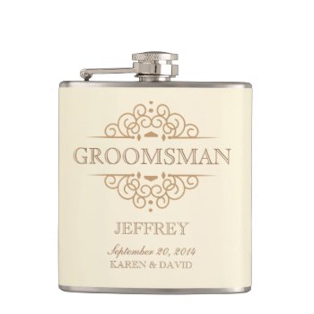 Groomsman Gift Vintage Wedding Party Flask by weddingtrendy at Zazzle