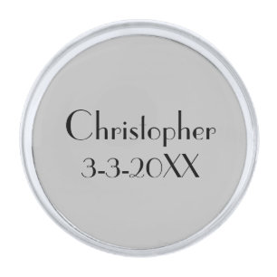 Groomsman Gift Wedding Date Gray and Black Silver Finish Lapel Pin