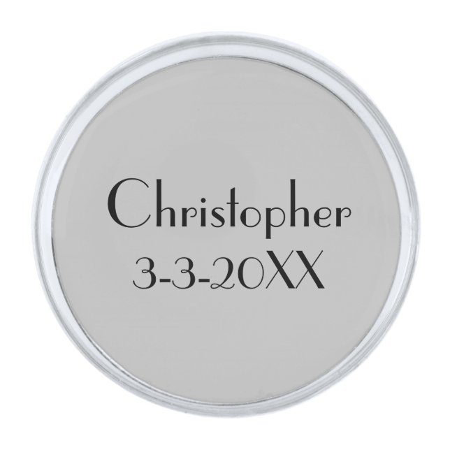  Groomsman Gift Wedding Date Gray and Black Silver Finish Lapel Pin (Front)