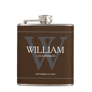 Groomsman Gift Wedding Gift Rustic Chic Brown      Flask