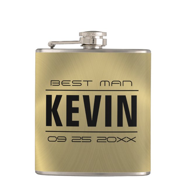 Groomsman Gifts-Metallic faux gold texture Flask (Front)