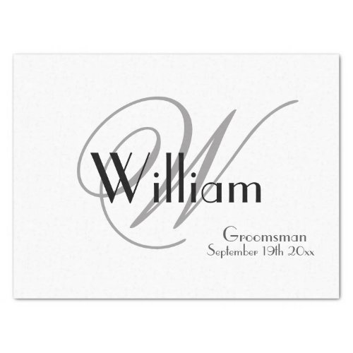 Groomsman Gifts Monogram  Name Modern Chic Cool  Tissue Paper