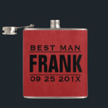 Groomsman Gifts-Red Faux Leather Texture Print Flask<br><div class="desc">Elegant groomsman. and best man wedding gifts template. red faux leather texture (image of leather printed on flask).</div>