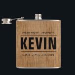 Groomsman Gifts-Wood Texture Print Flask<br><div class="desc">Elegant groomsman. and best man wedding gists template. natural wood texture image of wood printed on flask.</div>