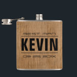 Groomsman Gifts-Wood Texture Print Flask<br><div class="desc">Elegant groomsman. and best man wedding gists template. natural wood texture image of wood printed on flask.</div>
