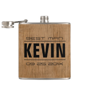 Groomsman Gifts-Wood Texture Print Flask