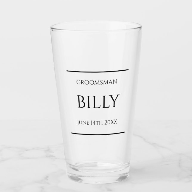 Groomsman Glass Gift Beer Pint Favor Wedding Name  (Front)