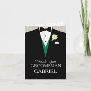 Groomsman green waistcoat thank you card