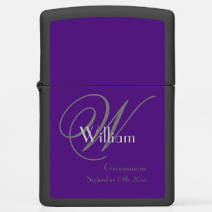 Groomsman Groomsmen Gift Modern Monogram Cool Chic Zippo Lighter