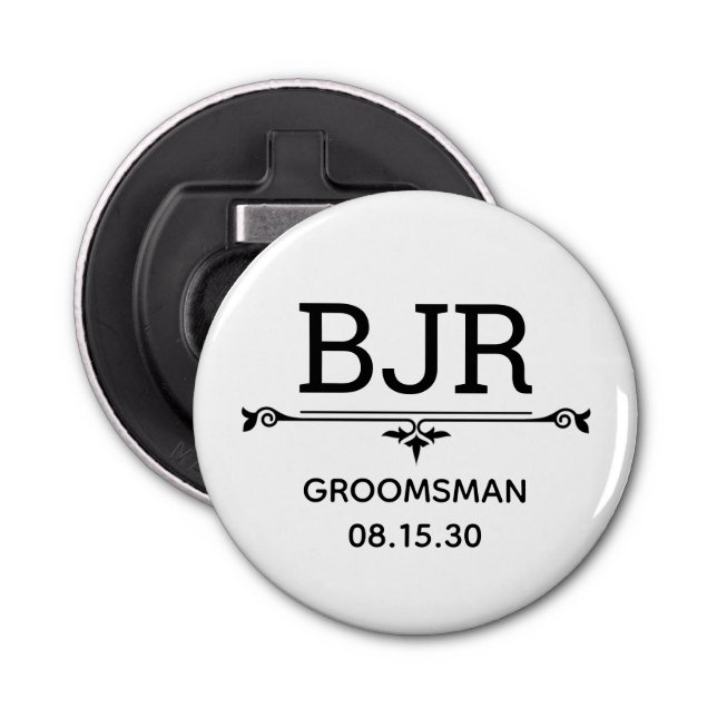 Groomsman Initials Bottle Opener (Front)