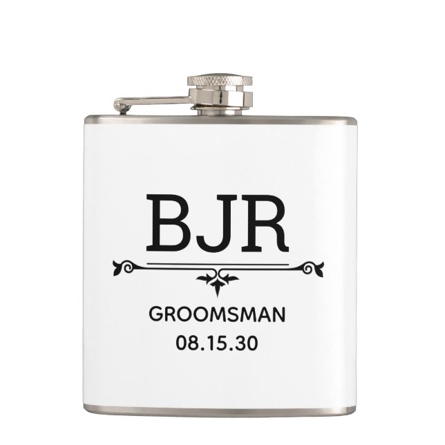 Groomsman Initials Flask (Front)