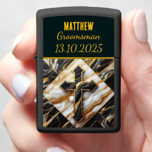 Groomsman Keepsake Elegant Cross Design and Date Zippo Lighter