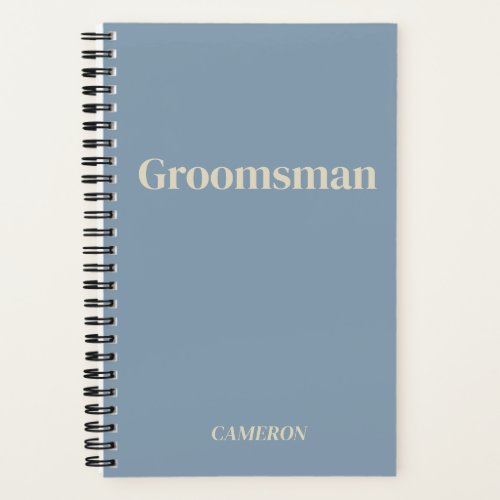 Groomsman Minimalist Personalized Dusty Blue Notebook