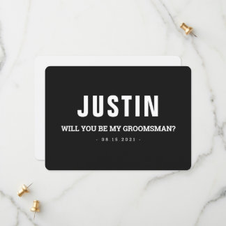Groomsman Modern Black and White Proposal Card