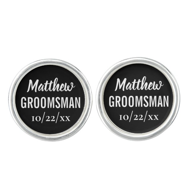 Groomsman Modern Elegant Wedding Favor Cufflinks (Front)