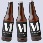 Groomsman Monogram Name Black Beer Bottle Label<br><div class="desc">Modern typography minimalist monogram name design in white on black,  which can be changed to personalize. Perfect for thanking your Groomsman or Best Man for all their help and support in making your wedding amazing.</div>