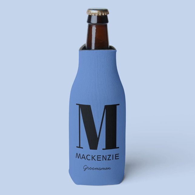 Groomsman Monogram Name Blue Bottle Cooler (Creator Uploaded)
