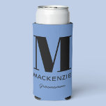 Groomsman Monogram Name Blue Seltzer Can Cooler<br><div class="desc">Modern typography minimalist monogram name design which can be changed to personalize. Perfect for thanking your Groomsman for all their help and support in making your wedding amazing. Change the background and text color to match your celebration.</div>