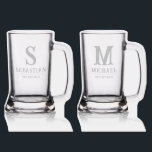 Groomsman Monogram Personalised Name Wedding Party Stein<br><div class="desc">Groomsman Monogram Personalised Name Wedding Party Beer Mug Beer Stein Beer Glass Groomsman Gifts features a simple modern design with your custom monogram,  name and "Groomsman" below in modern typgraphy script. Custom made for the groomsman. Designed by ©2024 Evco Studio www.zazzle.com/store/evcostudio</div>